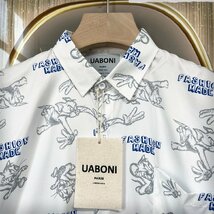 個性EU製＆定価3万◆UABONI*Paris*半袖シャツ*フランス*パリ発◆上品 薄手 総柄 キャラクター アロハシャツ おしゃれ カジュアル L/48_画像4