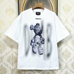 個性EU製＆定価2万◆UABONI*ユアボニ*半袖Tシャツ*フランス*パリ発◆コットン100％ 通気 ゆったり キャラクター クマ カットソー 夏 M/46