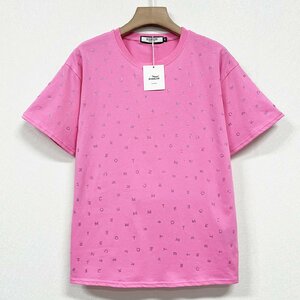  popular Europe made * regular price 2 ten thousand * BVLGARY a departure *RISELIN short sleeves T-shirt cotton 100% thin ventilation rhinestone britain character piece . stylish Street summer M/46