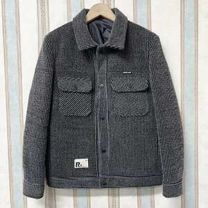 高級 ジャケット 定価8万 FRANKLIN MUSK・アメリカ・ニューヨーク発 上質ミンク/カシミヤ混 暖か ストライプ 総柄 洗練 アウター 紳士 2