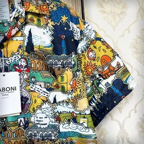 個性EU製＆定価3万◆UABONI*Paris*アロハシャツ*フランス*パリ発◆高級 薄手 快適 半袖 オープンカラー 総柄 お洒落 スウェット 2XL/52の画像8