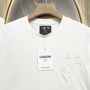 個性EU製＆定価2万◆UABONI*Paris*半袖Tシャツ*ユアボニ*パリ発◆コットン100％ 薄手 伸縮性 ストリート カットソー シンプル 日常 夏 M/46の画像3