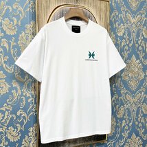 定価2万★christian milada・ミラノ発・半袖Tシャツ★綿100％ 上級 吸汗 通気 個性 魚座柄 トップス カットソー 男女兼用 夏服 XL/50サイズ_画像8