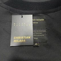 定価4万★christian milada・ミラノ発・トレーナー★上質 綿100％ スウェット スプラッシュインク ゆったり ストリート ユニセックス L/48_画像9