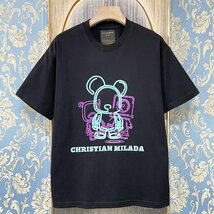 定価2万★christian milada・ミラノ発・半袖Tシャツ★綿100％ 薄手 個性 クマ・ロボット柄 スウェット シンプル トップス XL/50サイズ_画像1