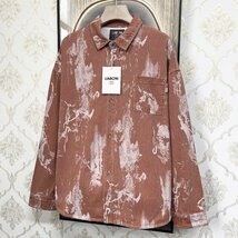 個性EU製＆定価4万◆UABONI*Paris*長袖シャツ*ユアボニ*パリ発◆コットン100％ オシャレ 通気 総柄 タイダイ染め レトロ リラックス 2XL/52_画像8