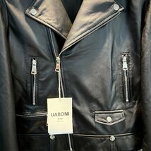 最高級EU製＆定価16万◆UABONI*Paris*ユアボニ*レザージャケット*フランス◆最上級羊革 シープスキン 薄手 ライダース オートバイ L/48_画像5