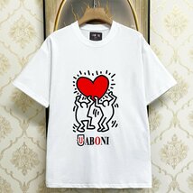 高級EU製＆定価2万◆UABONI*Paris*半袖Tシャツ*ユアボニ*パリ発◆綿100% 快適 吸汗 個性 カットソー スウェット カップル 男女兼用 2XL_画像1