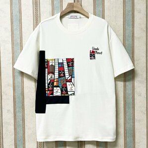 上級 定価2万 FRANKLIN MUSK・アメリカ・ニューヨーク発 半袖Tシャツ 通気 ソフト 快適 イラスト 別布 刺 個性 スウェット 夏 サイズ2の画像1