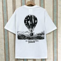 高級 定価2万 FRANKLIN MUSK・アメリカ・ニューヨーク発 半袖Tシャツ 上質 綿100％ 通気 吸湿 イラスト レトロ プルオーバー サイズ4_画像1