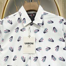 個性EU製＆定価2万◆UABONI*Paris*半袖シャツ*ユアボニ*パリ発◆上質綿100％ 薄手 通気 総柄 トップス オシャレ 旅行 レジャー 夏服 2XL/52_画像4