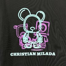 定価2万★christian milada・ミラノ発・半袖Tシャツ★綿100％ 薄手 個性 クマ・ロボット柄 スウェット シンプル トップス M/46サイズ_画像3