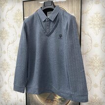 一枚限定EU製＆定価5万◆UABONI*Paris*ポロシャツ*ユアボニ*パリ発◆カシミヤ 上質 ソフト 保温 裏起毛 重ね着風 ビジネス 通勤 M/46サイズ_画像8