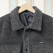 高級 ジャケット 定価8万 FRANKLIN MUSK・アメリカ・ニューヨーク発 上質ミンク/カシミヤ混 暖か ストライプ 総柄 洗練 アウター 紳士 2_画像4