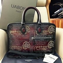 絶賛EU製 参考定価40万◆UABONI*ユアボニ*幻のパティーヌ*ブリーフケース◆ビジネスバッグ 手染 本革 カーフスキン 鞄 UN JOURトートバッグ_画像1