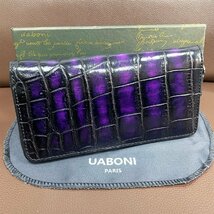 希少 限定EU製＆定価68万◆UABONI*アメリカアリゲーター・ラウンドファスナー長財布◆手染 パティーヌ クロコ 本革 メンズウォレット 紳士_画像1