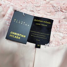 定価6万★christian milada・ミラノ発・ジャケット★高級リネン/麻混 快適 上品 フリンジ アウター ツイード キレイめ ボレロ ディース S_画像9