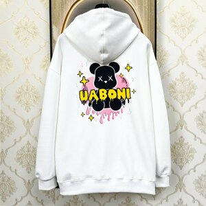 個性EU製＆定価4万◆UABONI*Paris*パーカー*ユアボニ*パリ発◆コットン100％ 高級 ソフト クマ スウェット 可愛い トレーナー 男女兼用 XL