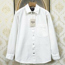 新作EU製＆定価5万◆UABONI*Paris*長袖シャツ*ユアボニ*パリ発◆高級 通気 柔らかい 快適 無地 ダメージ加工 ライトアウター 日常 2XL/52_画像1