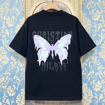 定価2万★christian milada・ミラノ発・半袖Tシャツ★コットン100％ 薄手 通気 爽やか 蝶柄 個性 カットソー ストリート 男女兼用 夏2XL/52_画像1