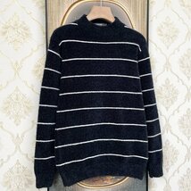 最高級EU製＆定価5万◆UABONI*Paris*セーター*ユアボニ*パリ発◆ミンク/カシミヤ混 防寒 ストライプ プルオーバー 秋冬 定番 L/48サイズ_画像7