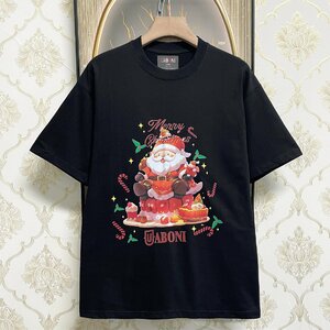 人気EU製＆定価2万◆UABONI*Paris*半袖Tシャツ*ユアボニ*パリ発◆上質 快適 通気 サンタクロース 遊び心 カットソー スウェット 夏 XL/50