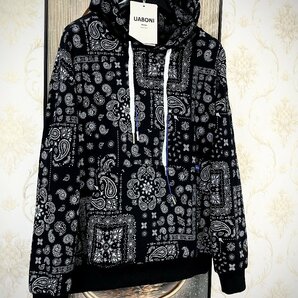 最高峰EU製＆定価4万◆UABONI*Paris*ユアボニ*パーカー*フランス◆スーピマ綿 薄手 カジュアル ICT カシューナッツ柄 フーディジャケット Mの画像7