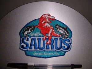 SAURUS/ザウルス/恐竜・縦型ブルー/ワッペン /エンブレム/　☆　※ ヤフーショッピングストア/レア物商会・健美堂でも大量出品中！