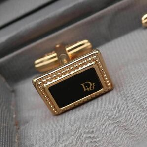 正規品 ディオール Dior タイピン Necktie pin カフス Cuffs ゴールド Gold 黒 Black セット Set 箱 Box Authentic Mintの画像3