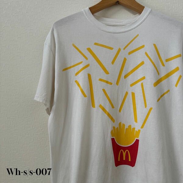 マクドナルド　ポテトプリントTシャツ　ホワイト　Lサイズ位　 古着 クルーネック 半袖Tシャツ トップス