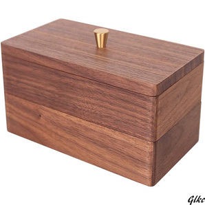 収納 ボックス 二段収納 アクセサリー収納 胡桃の木 木製 蓋付き 小物入れ 木箱 文具入れ ジュエリー収納の画像1