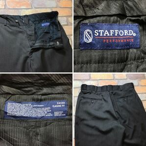 BP2-938★W84センチ位★USA買付商品★良品【STAFFORD スタッフォード】シャドーストライプ スラックス【W34×L32 メンズ L】チョコ USA古着の画像5