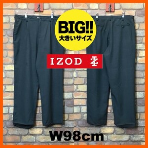 BP2-935★W98センチ位★USA買付商品★格安★【IZOD アイゾッド】1タック スラックス【W38×L32 メンズ XL】濃グレー USA古着 ワーク ゴルフ