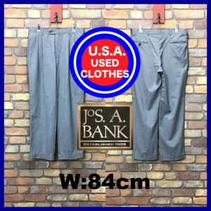 BP3-376★W84センチ位★USA古着★美品【JOS.A.BANK】2タック トラウザーズ スラックスパンツ【W32 メンズ M】グレー ワーク ゴルフ