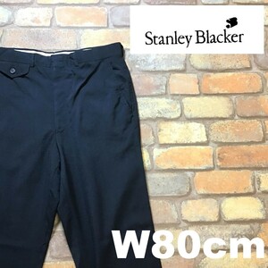 BP1-826★80センチ位★お買い得品★ネイビー【Stanley Blacker】ノータック スラックスパンツ 【W31程度 メンズ M】USA古着 ワーク ゴルフ