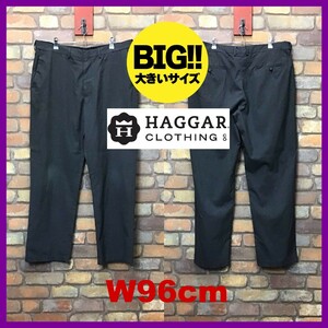 BP3-077★W96センチ位★海外ビッグサイズ★USA古着★【HAGGAR ハガー】ノータック スラックス【W38 メンズ XL】グレー アメカジ ミリタリー