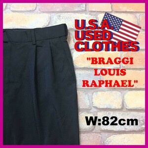 BP3-335★W82センチ位★USA買付品【BRAGGI LOUIS RAPHAEL】2タック スラックスパンツ【W33 メンズ L】ブラック 黒パン チノ ワーク ゴルフ