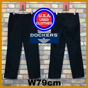 BP2-395★W79センチ位★USA買付商品★状態◎【DOCKERS ドッカーズ】スリムフィットパンツ【W30×L30 メンズ M】濃紺 USA古着 ワーク チノ