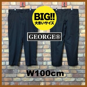 BP3-008★W100センチ位★格安★USA買付商品★ビッグサイズ★【GEORGE ジョージ】ノータック スラックス【W38 メンズ XL】グレー USA古着