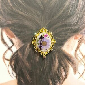 押し花モチーフ　ポニーフック　ヘアアクセサリー　ハンドメイド