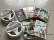 1円スタート Nintendo Wii 本体 リモコン ヌンチャク ハンドル ソフト8本付き 白 ホワイト 任天堂 ニンテンドーWii 通電確認済み_画像2