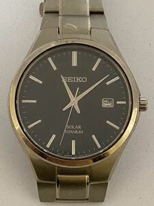 1円スタート SEIKO セイコー 腕時計 V157-0BB0 シルバー ソーラー デイト メンズ腕時計 稼働