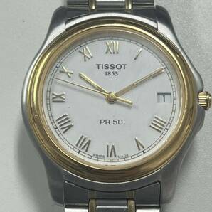 1円スタート TISSOT ティソ PR50 レディース 腕時計 白文字盤 1853 J176/276K デイト クォーツの画像2