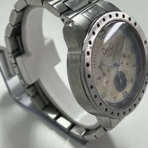 1円スタート D&G DOLCE &GABBANA ドルチェ&ガッバーナ メンズ 腕時計 TIME クロノグラフ シルバー クォーツ の画像3