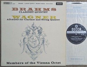 英Decca SXL2297◆ブラームス:クラリネット五重奏曲・ワーグナー:アダージョ:ウィーン八重奏団のメンバー