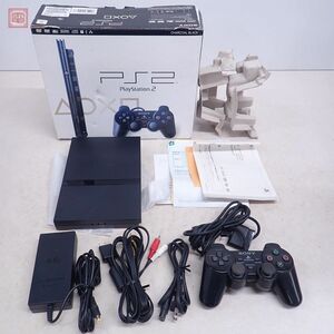 動作品 PS2 プレステ2 薄型 本体 SCPH-75000 チャコール・ブラック ソニー SONY 箱説付【20