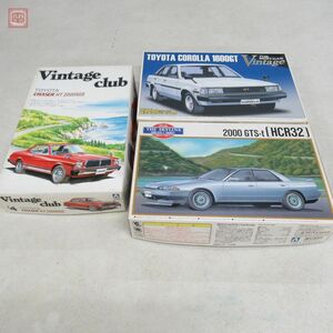 一部組立済 アオシマ 1/24 カローラ 1600GT’82(TE71)/チェイサー HT 2000SGS/R32 スカイライン 4ドア GTS-t 3個セット AOSHIMA 現状品【20