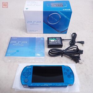 動作品 シリアル一致 PSP プレイステーション ポータブル 本体 バイブラントブルー PSP-3000 ソニー SONY 箱説4GBメモリ付 難あり【10