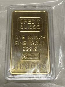 インゴット　/ スイスCREDITSUISSE　/記念金貨コイン・金貨バー長方形 GOLD 31.6gシリアルナンバー入り24kgp Gold Plated 専用ケース付き