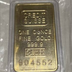 インゴット / スイスCREDITSUISSE /記念金貨コイン・金貨バー長方形 GOLD 31.6gシリアルナンバー入り24kgp Gold Plated 専用ケース付きの画像1